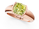 Rose gold Fancy Yellow Cushion  Solitaire Tension Set Diamond Ring with Wide Band_21