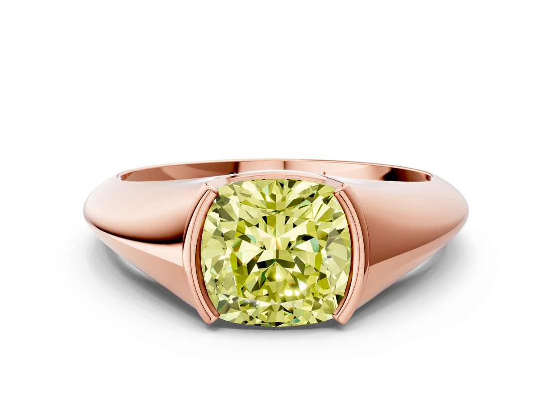 Rose gold Fancy Yellow Cushion  Solitaire Tension Set Diamond Ring_20