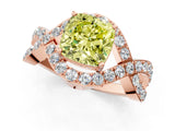 Rose gold Fancy Yellow Cushion  Solitaire Twist Band Pavé Diamond Engagement Ring_52