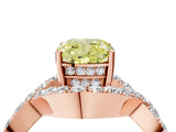 Rose gold Fancy Yellow Cushion  Solitaire Twist Band Pavé Diamond Engagement Ring_55
