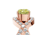 Rose gold Fancy Yellow Cushion  Solitaire Twist Band Pavé Diamond Engagement Ring_56