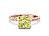 Rose gold Fancy Yellow Cushion  Solitaire Twist Band Ring with Four-Prong Setting_80