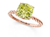 Rose gold Fancy Yellow Cushion  Solitaire Twist Band Ring with Four-Prong Setting_81