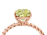 Rose gold Fancy Yellow Cushion  Solitaire Twist Band Ring with Four-Prong Setting_84