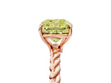 Rose gold Fancy Yellow Cushion  Solitaire Twist Band Ring with Four-Prong Setting_85