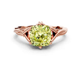 Rose gold Fancy Yellow Cushion  Solitaire Twist Band Six-Prong Setting 1