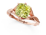Rose gold Fancy Yellow Cushion  Solitaire Twist Band Six-Prong Setting 2
