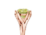 Rose gold Fancy Yellow Cushion  Solitaire Twist Band Six-Prong Setting