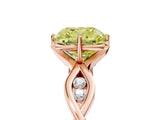 Rose gold Fancy Yellow Cushion  Solitaire Twist Band with Leaf Prong Setting