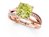Rose gold Fancy Yellow Cushion  Solitaire Twist Band with Pavé Accents and Four-Prong Setting_21