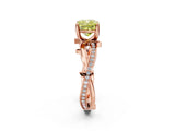 Rose gold Fancy Yellow Cushion  Solitaire Twist Band with Pavé Accents and Four-Prong Setting_22