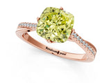 Rose gold Fancy Yellow Cushion  Solitaire Twist Band with Pavé Diamonds and Four-Prong Setting_74