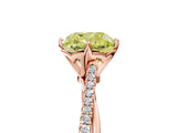 Rose gold Fancy Yellow Cushion  Solitaire Twist Band with Pavé Diamonds and Four-Prong Setting_78