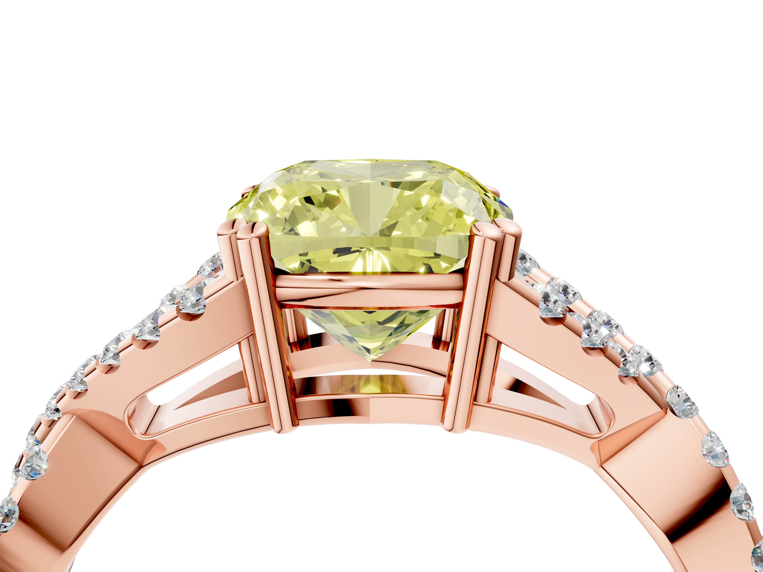 Rose gold Fancy Yellow Cushion  Solitaire Twist Band with Pavé Setting and Four-Prong Setting_21