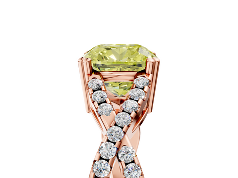 Rose gold Fancy Yellow Cushion  Solitaire Twist Band with Pavé Setting and Four-Prong Setting_22