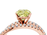 Rose gold Fancy Yellow Cushion  Solitaire Twist Band with Pavé Setting and Four-Prong Setting_85