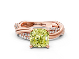 Rose gold Fancy Yellow Cushion  Solitaire Twist Band with Pave Prong Setting_42