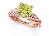 Rose gold Fancy Yellow Cushion  Solitaire Twist Band with Pave Prong Setting_43