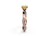 Rose gold Fancy Yellow Cushion  Solitaire Twist Band with Pave Prong Setting_44