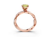 Rose gold Fancy Yellow Cushion  Solitaire Twist Band with Pave Prong Setting_45