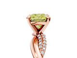 Rose gold Fancy Yellow Cushion  Solitaire Twist Band with Pave Prong Setting_47