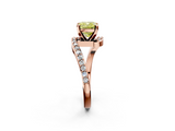Rose gold Fancy Yellow Cushion  Solitaire Twist Band with Pave Set Diamonds and Four-Prong Setting_128