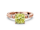 Rose gold Fancy Yellow Cushion  Solitaire Twisted Band Prong Set Engagement Ring_61