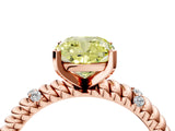 Rose gold Fancy Yellow Cushion  Solitaire Twisted Band Prong Set Engagement Ring_65