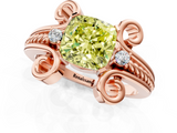 Rose gold Fancy Yellow Cushion  Solitaire Twisted Band Scroll Prong Ring_4