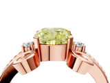 Rose gold Fancy Yellow Cushion  Solitaire Twisted Band Scroll Prong Ring_7
