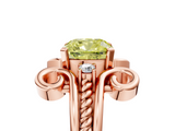 Rose gold Fancy Yellow Cushion  Solitaire Twisted Band Scroll Prong Ring_8