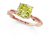Rose gold Fancy Yellow Cushion  Solitaire Twisted Band with Bead Prong Setting_294