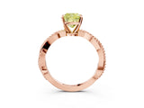 Rose gold Fancy Yellow Cushion  Solitaire Twisted Band with Bead Prong Setting_296