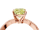 Rose gold Fancy Yellow Cushion  Solitaire Twisted Band with Bead Prong Setting_297