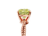 Rose gold Fancy Yellow Cushion  Solitaire Twisted Band with Bead Prong Setting_298