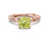 Rose gold Fancy Yellow Cushion  Solitaire Twisted Band with Pavé Accents and Four-Prong Setting_3