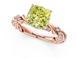Rose gold Fancy Yellow Cushion  Solitaire Twisted Band with Pavé Accents and Four-Prong Setting_4