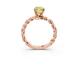 Rose gold Fancy Yellow Cushion  Solitaire Twisted Band with Pavé Accents and Four-Prong Setting_6