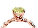 Rose gold Fancy Yellow Cushion  Solitaire Twisted Band with Pavé Accents and Four-Prong Setting_7