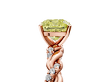 Rose gold Fancy Yellow Cushion  Solitaire Twisted Band with Pavé Accents and Four-Prong Setting_8