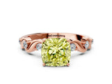 Rose gold Fancy Yellow Cushion  Solitaire Twisted Band with Prong Setting 1
