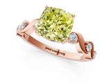Rose gold Fancy Yellow Cushion  Solitaire Twisted Band with Prong Setting 2