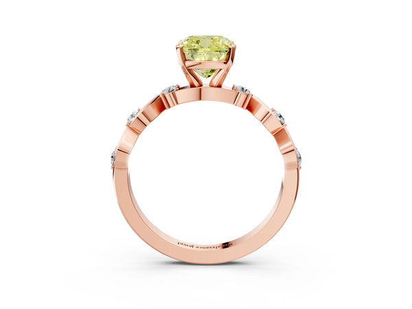 Rose gold Fancy Yellow Cushion  Solitaire Twisted Band with Prong Setting