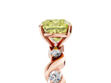 Rose gold Fancy Yellow Cushion  Solitaire Twisted Band with Prong Setting