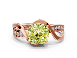 Rose gold Fancy Yellow Cushion  Solitaire Twisted Band with Prong Setting_3