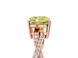 Rose gold Fancy Yellow Cushion  Solitaire Twisted Pave Diamond Ring with Four-Prong Setting_29