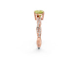 Rose gold Fancy Yellow Cushion  Solitaire Twisted Pave Diamond Ring with Four-Prong Setting_82