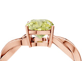 Rose gold Fancy Yellow Cushion  Solitaire Twisted Pave Diamond Ring with Four-Prong Setting_84