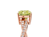 Rose gold Fancy Yellow Cushion  Solitaire Twisted Pave Diamond Ring with Four-Prong Setting_85