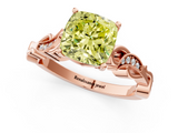 Rose gold Fancy Yellow Cushion  Solitaire Vine Band with Milgrain Prong Setting_4